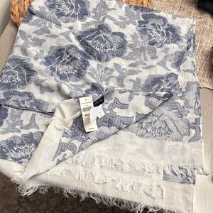 Banana Republic Gray and Blue Floral Scarf